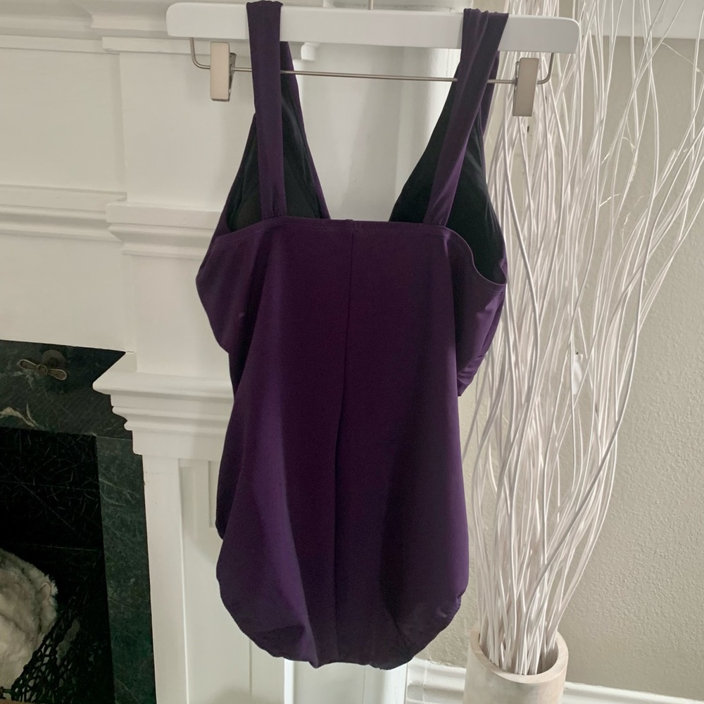 Lands End swimsuit Grecian tummy blackberry - Picture 5 of 7